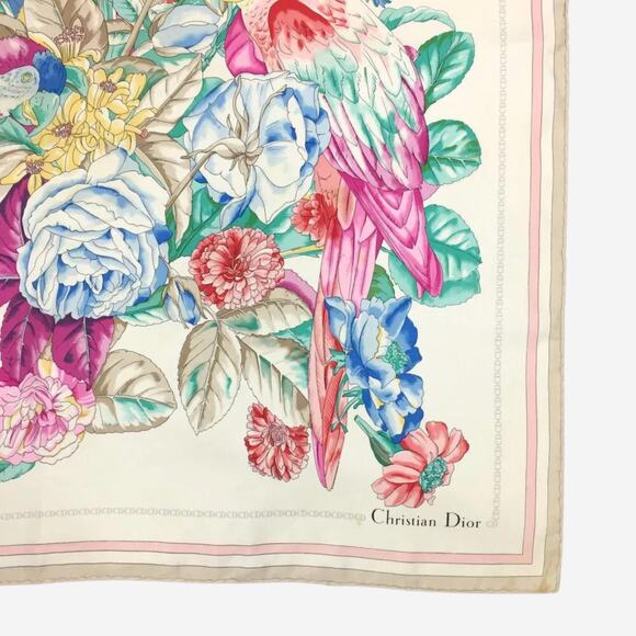 Christian Dior Flower Pattern Multicolor 100% Silk Scarf - Picture 6 of 8